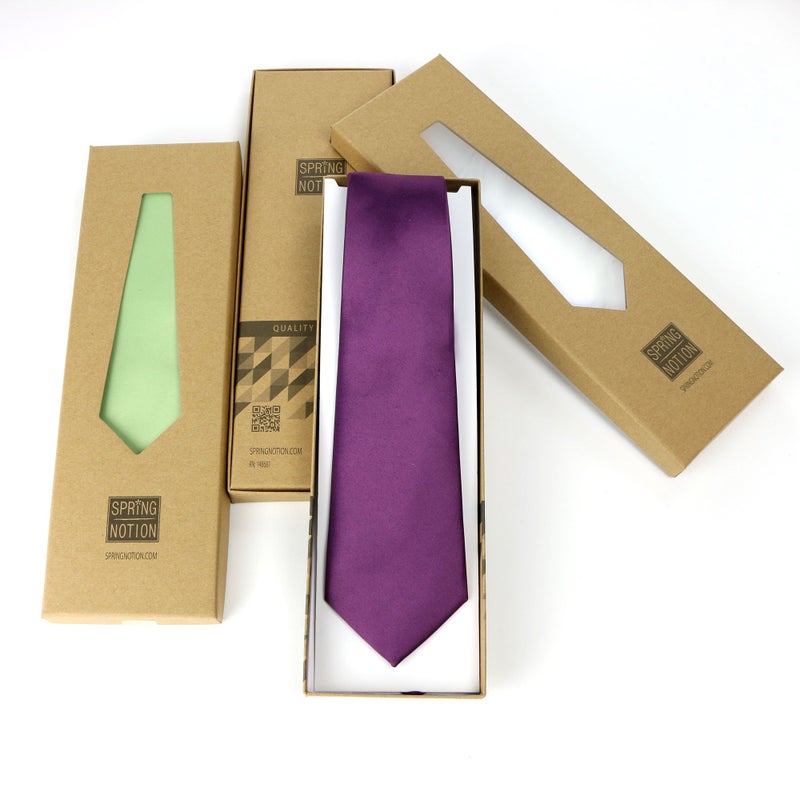 Spring Notion Men's Solid Color Satin Microfiber Tie, Regular Dusty Wisteria - Image 5